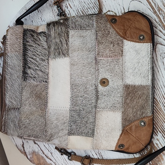 Myra Patchwork Cowhide Purse - Picture 2 of 10